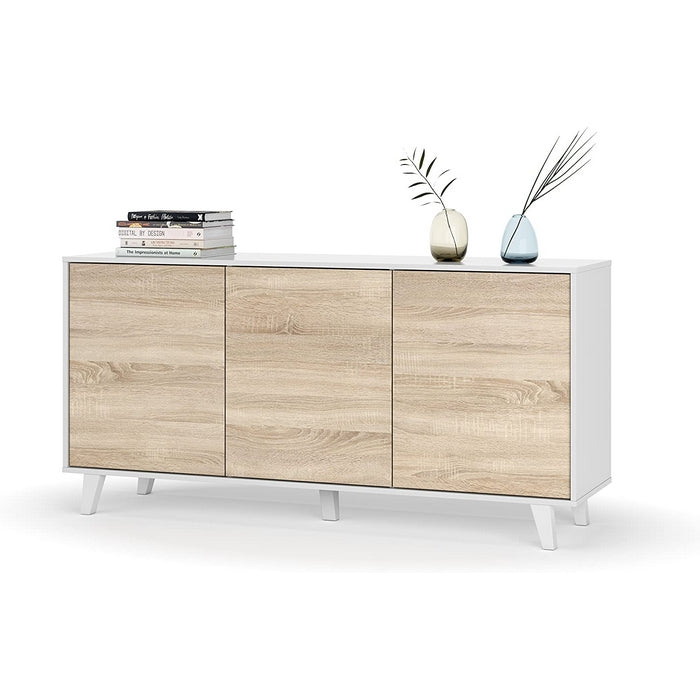 Credenza 3 ante bianco e rovere - Zaiken - FORES - 34266329481432