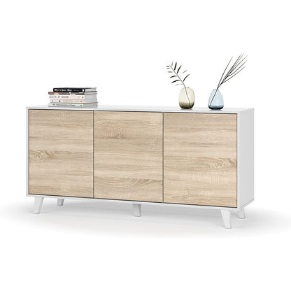 Credenza 3 ante bianco e rovere - Zaiken