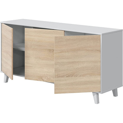 Credenza 3 ante bianco e rovere - Zaiken