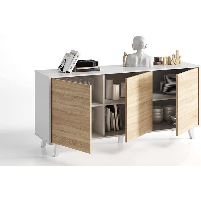 Credenza 3 ante bianco e rovere - Zaiken - FORES - 34266330923224