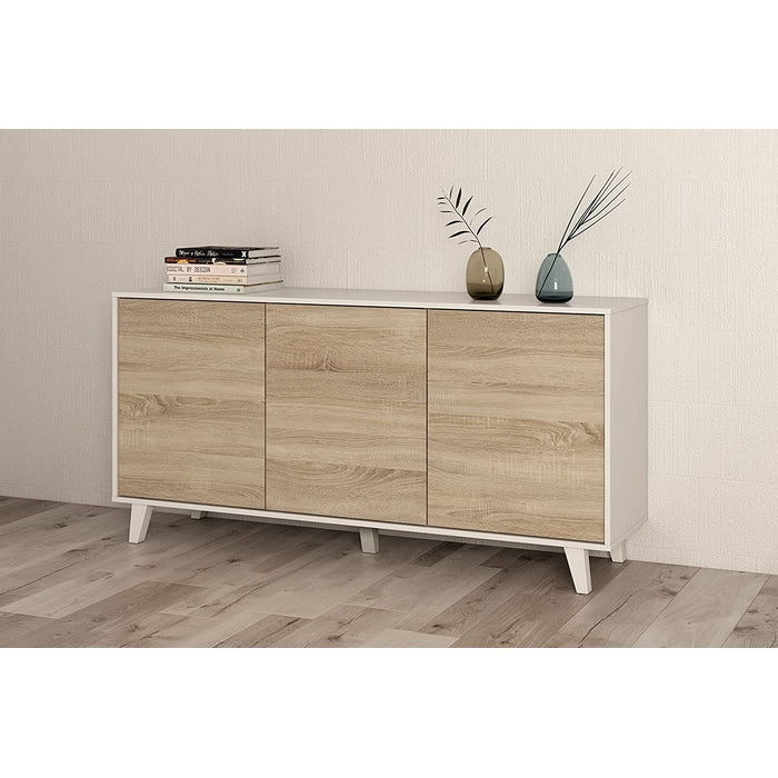 Credenza 3 ante bianco e rovere - Zaiken - FORES - 34266332528856