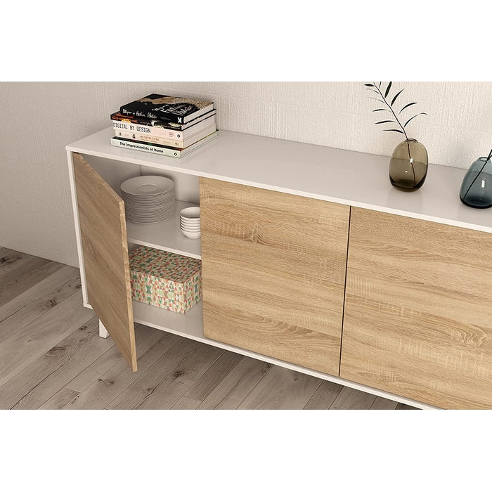 Credenza 3 ante bianco e rovere - Zaiken - FORES - 34266333806808