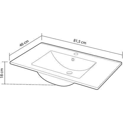 Lavabo rettangolare in ceramica