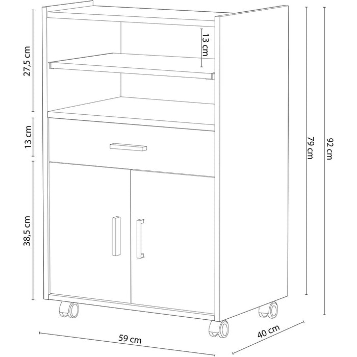 Mobile microonde con cassetto e ruote - FORES - 34270058119384