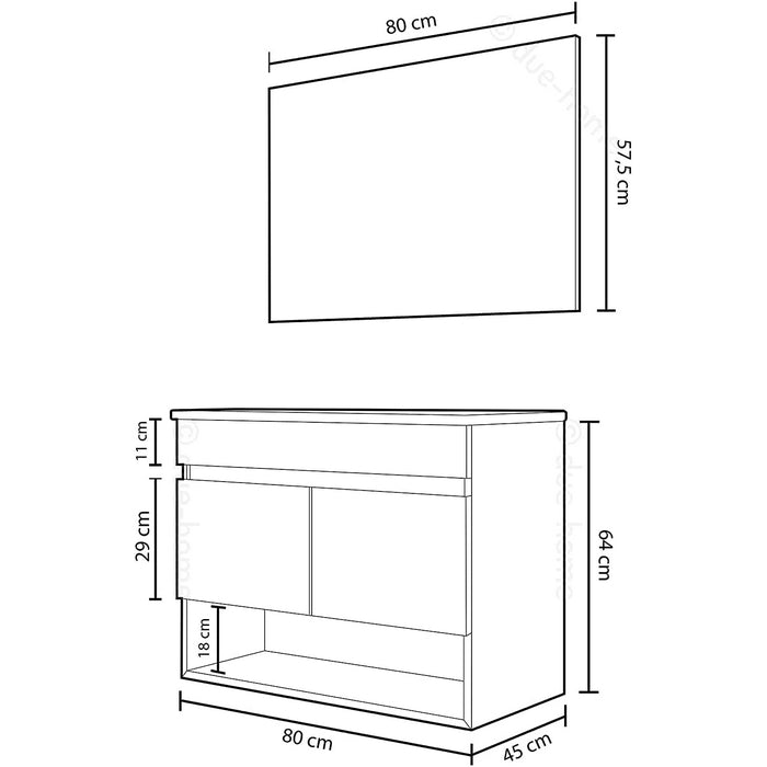 Mobile da bagno pensile 2 ante con specchio - FORES - 34266414448856