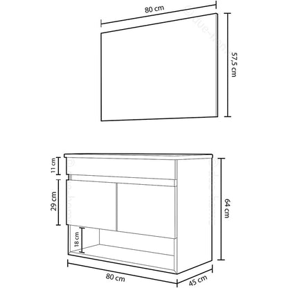 Mobile da bagno pensile 2 ante con specchio