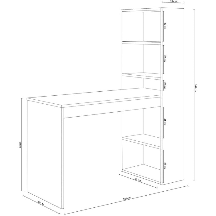 Scrivania reversibile con libreria bianco e rovere - FORES - 34266460192984