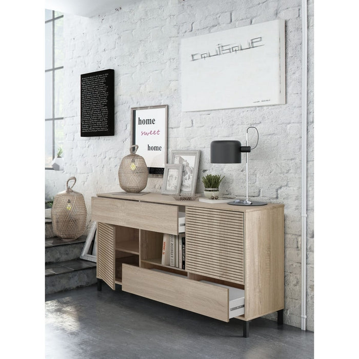 Credenza con 2 ante e 2 cassetti rovere canadien - FORES - 34266475299032