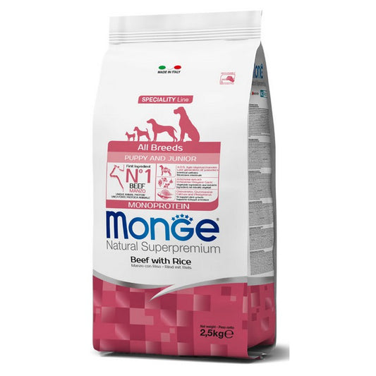 Monge Natural Superpremium All Breeds Puppy & Junior Monoprotein Manzo con Riso - MONGE - 63048068465018