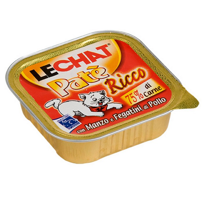 LeChat Adult  Paté Ricco con Manzo e Fegatini di Pollo 100g - MONGE - 34316989399256