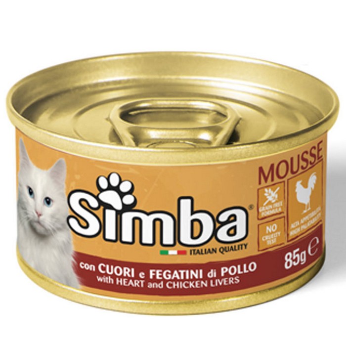 Simba Gatto Mousse con Cuori e Fegatini di Pollo 85g - SIMBA - 63048078328186