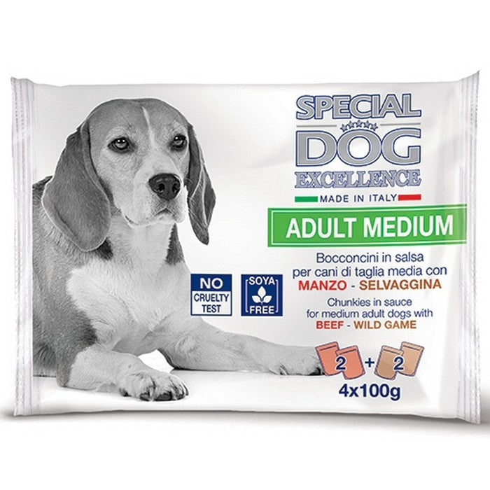 Special Dog Excellence Multipack Buste Adult Medium - Manzo e Selvaggina 4x100 g - MONGE - 63048082162042