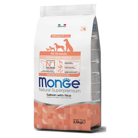 Monge Natural Superpremium All Breeds Puppy & Junior Monoprotein Salmone con Riso - MONGE - 34317760561368