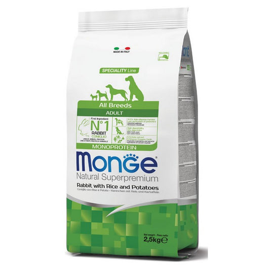 Monge Natural Superpremium All Breeds Adult Monoprotein Coniglio con Riso e Patate - MONGE - 34288964862168