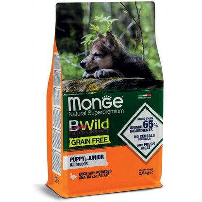 Monge Bwild Grain Free All Breeds Puppy & Junior Anatra con patate