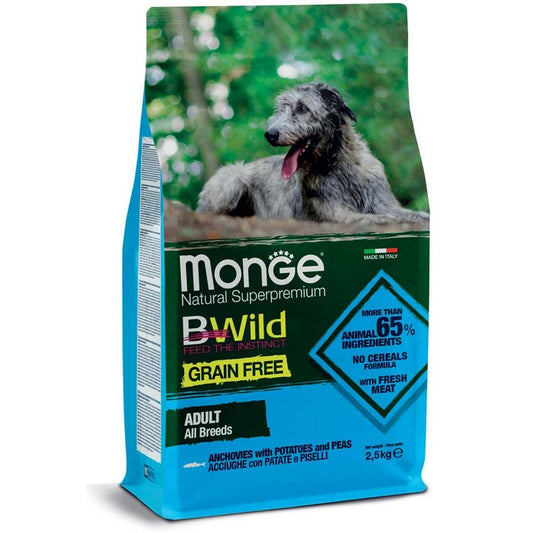 Monge BWild Grain Free  All Breeds Adult Acciughe con patate e piselli - MONGE - 34288646422744