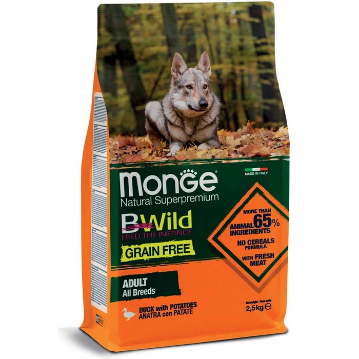 Monge BWild Grain Free All Breeds Adult Anatra con patate - MONGE - 34288665821400