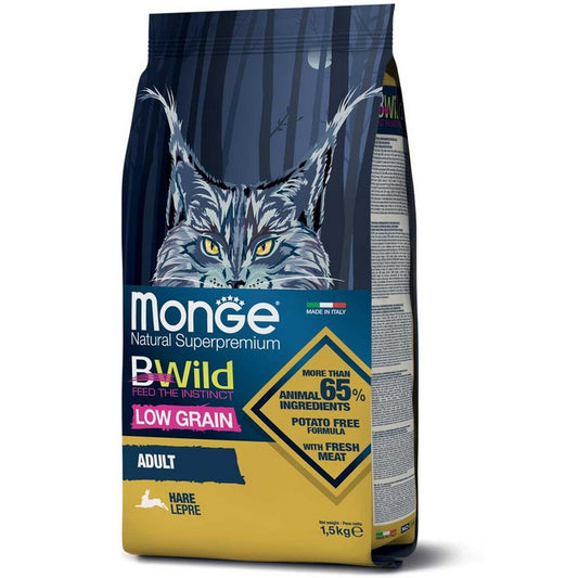 Monge BWild Gatto Low Grain Adult Lepre 1,5kg - MONGE - 34289827283160