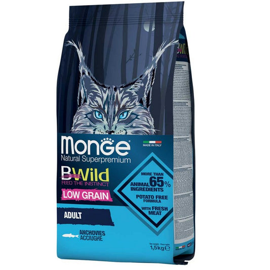 Monge BWild Gatto Low Grain Adult Acciughe 1,5kg - MONGE - 34289826300120