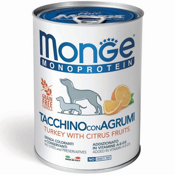 Monge Monoprotein Paté Tacchino con Agrumi 400g - MONGE - 34288888447192