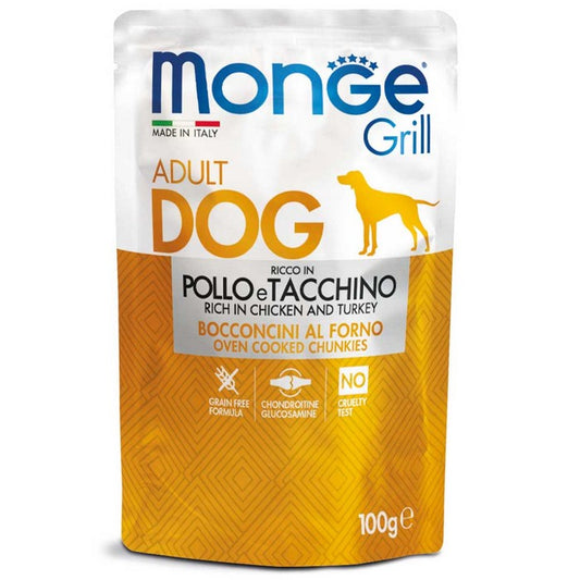 Monge Grill Bocconcini - Ricco in Pollo e Tacchino - Adult 100g - MONGE - 34289871847640