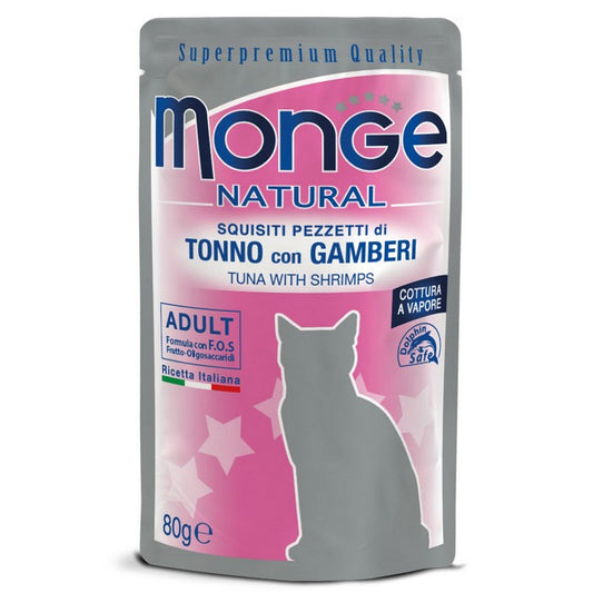 Monge Natural Gatto Pezzetti di Tonno con Gamberi - Adult 80g - MONGE - 34289924964568