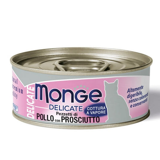 Monge Delicate Gatto Pezzetti di Pollo con Prosciutto - Adult 80g - MONGE - 34289834754264