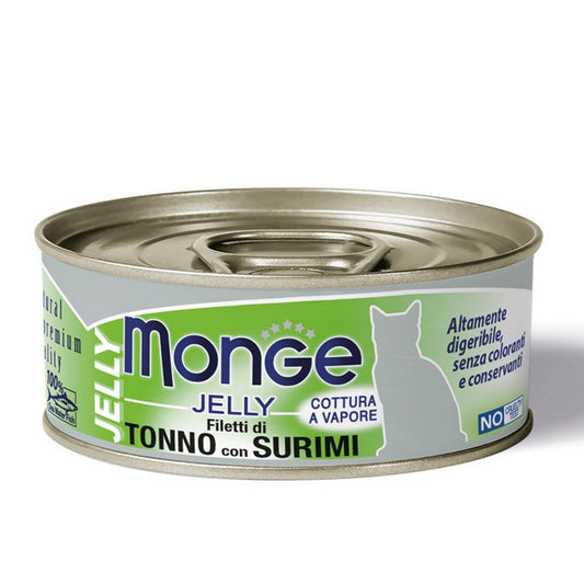 Monge Jelly Gatto Filetti di Tonno con Surimi - Adult 80g - MONGE - 34289880203480