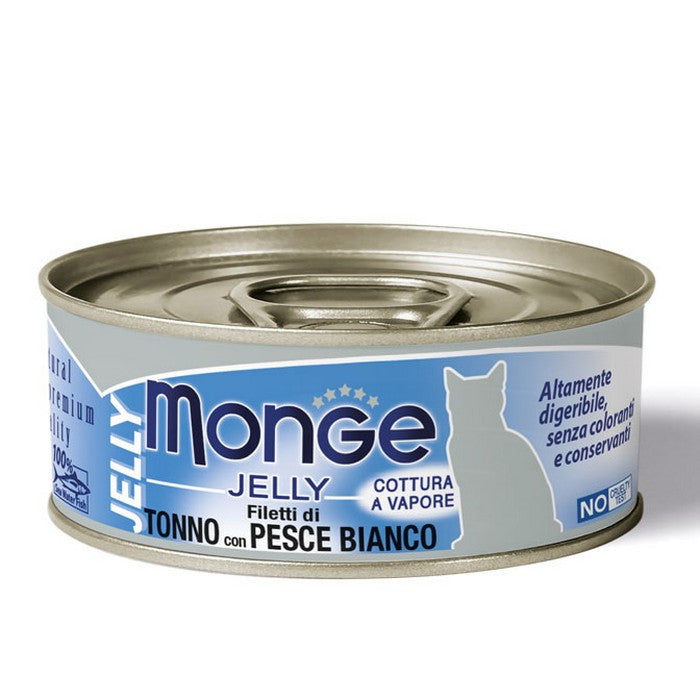 Monge Jelly Gatto Filetti di Tonno con Pesce Bianco - Adult 80g - MONGE - 34288810328280