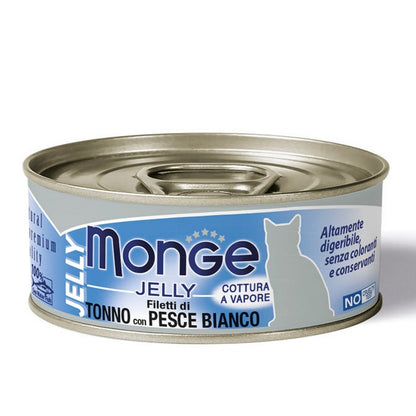 Monge Jelly Gatto Filetti di Tonno con Pesce Bianco - Adult 80g