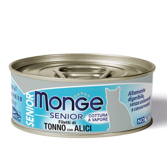 Monge Jelly Gatto Filetti di Tonno con Alici - Senior 80g - MONGE - 34288808493272