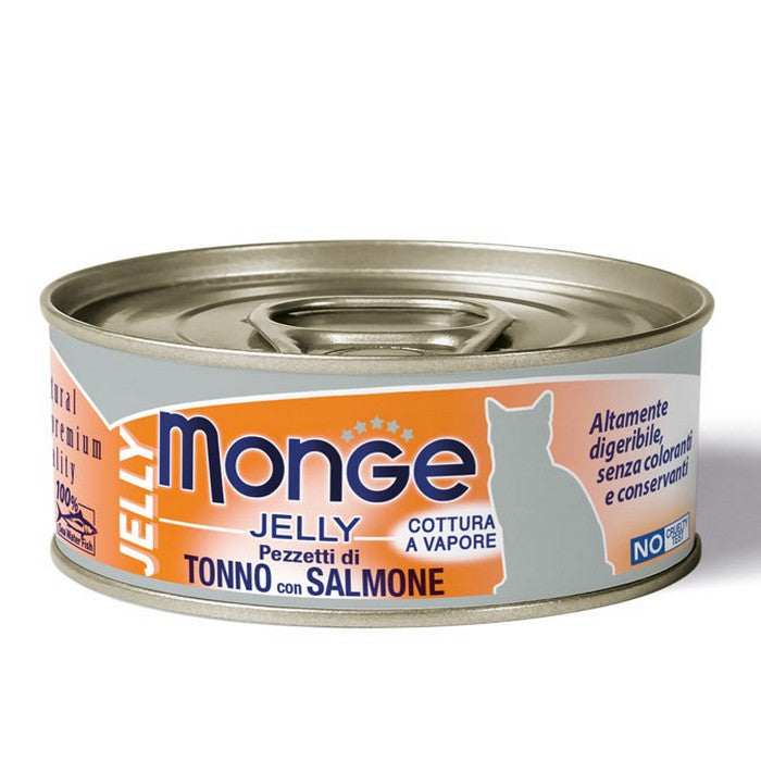 Monge Jelly Gatto Pezzetti di Tonno con Salmone - Adult 80g - MONGE - 34288819601624