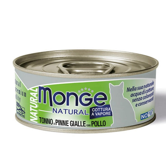 Monge Natural Gatto Pezzettini di Tonno a pinne gialle con Pollo - Adult 80g - MONGE - 34289932370136