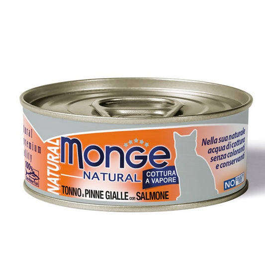 Monge Natural Gatto Pezzetti di Tonno a pinne gialle con Salmone - Adult 80g - MONGE - 34289919328472