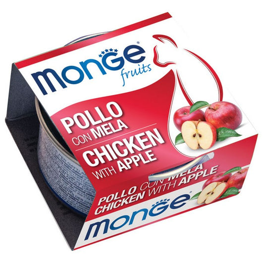 Monge Fruits Gatto Pezzetti di Pollo con Mela - Adult 80g - MONGE - 34289856479448