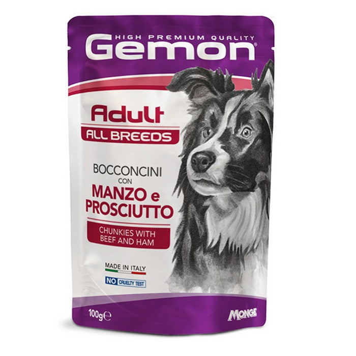 Gemon All Breeds Adult Bocconcini con Manzo e Prosciutto 100g - GEMON - 34318805074136