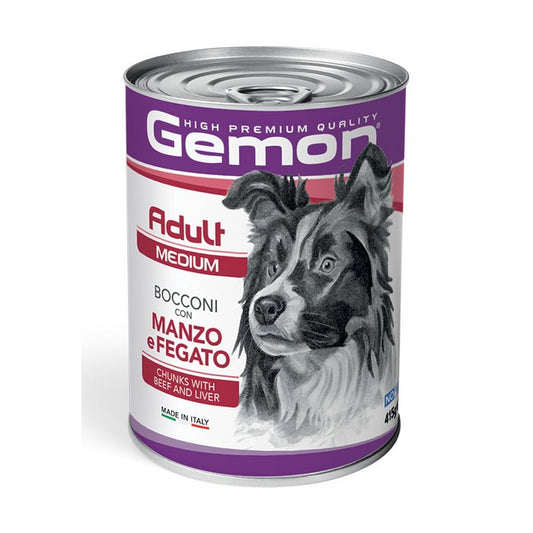 Gemon Medium Adult Bocconi con Manzo e Fegato 415g - GEMON - 34775229038808