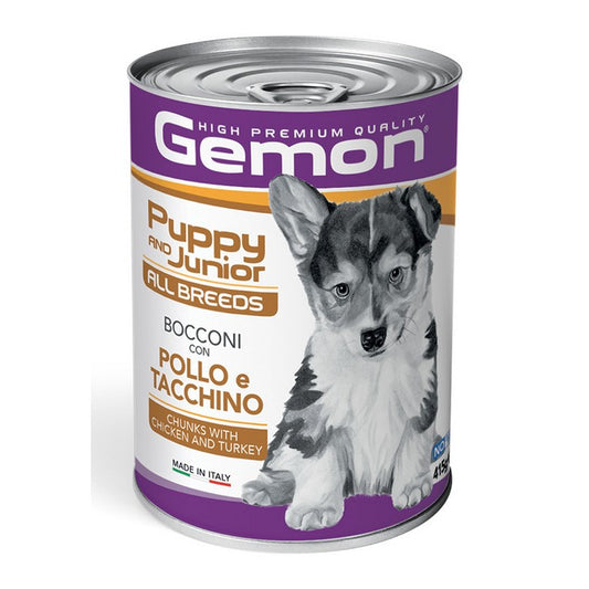 Gemon All Breeds Puppy and Junior Bocconi con Pollo e Tacchino 415g - GEMON - 