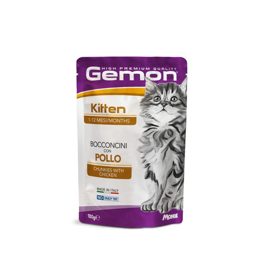 Gemon Gatto Kitten Bocconcini con Pollo 100g - GEMON - 34515998245080