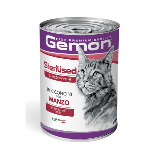 Gemon Gatto Sterilised Bocconcini con Manzo 415g - GEMON - 34775236935896