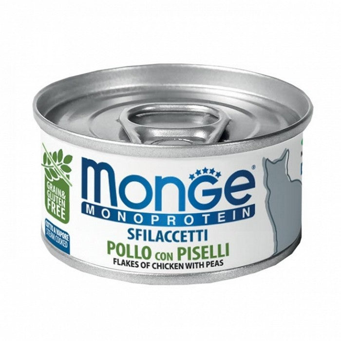 Monge Monoprotein Gatto Sfilaccetti Pollo con Piselli 80g - MONGE - 34288899424472