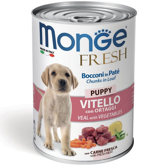 Monge Fresh Bocconi in Paté Vitello con Ortaggi - Puppy 400g - MONGE - 34288764977368