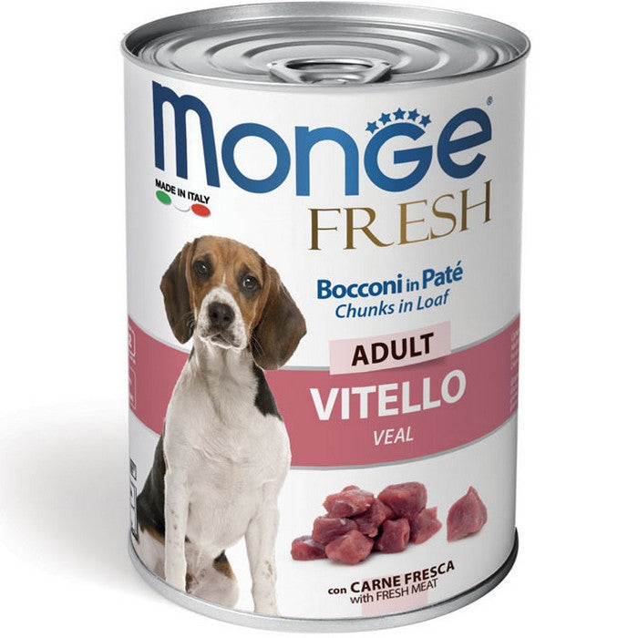 Monge Fresh Bocconi in Paté con Vitello - Adult 400g - MONGE - 34288760946904