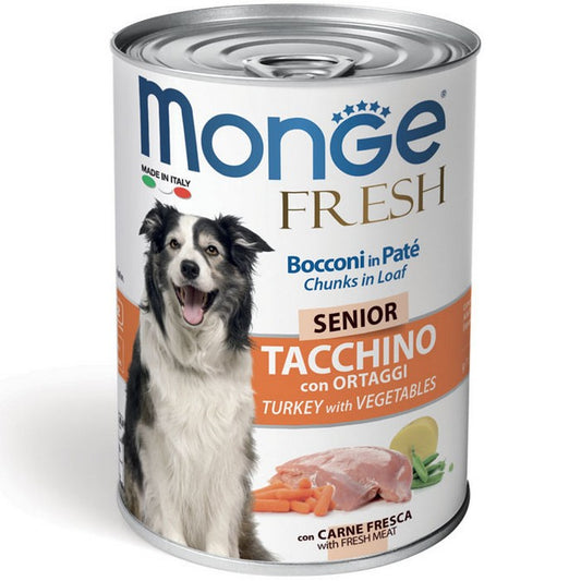 Monge Fresh Bocconi in Paté Tacchino con Ortaggi - Senior 400g - MONGE - 34289842356440