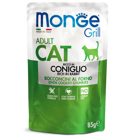 Monge Grill Gatto Bocconcini in Jelly - Ricco in Coniglio - Adult 85g - MONGE - 34289873223896