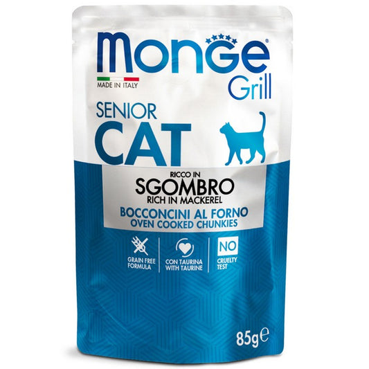 Monge Grill Gatto Bocconcini in Jelly - Ricco in Sgombro - Senior 85g - MONGE - 34289874698456