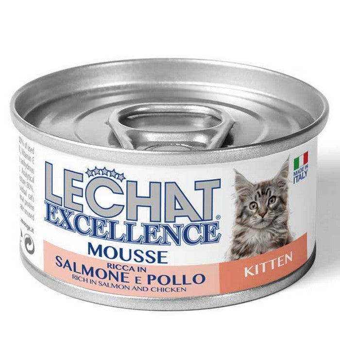 LeChat Excellence Mousse Ricca in Salmone e Pollo - Kitten 85g - MONGE - 34288598843608