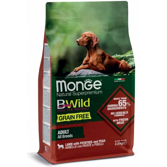 Monge Bwild Grain Free All Breeds Adult Agnello con patate e piselli - MONGE - 34289816699096