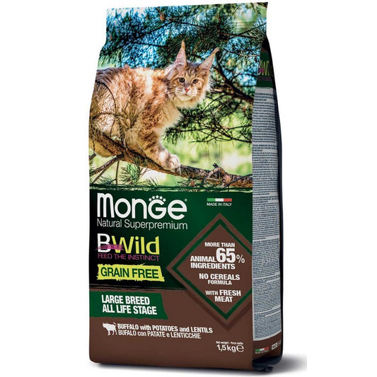 Monge BWild Gatto Grain Free Large Breed All Life Stage Bufalo con Patate e Lenticchie - MONGE - 34289821417688