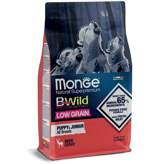 Monge Bwild Low Grain All Breeds Puppy & Junior Cervo - MONGE - 34288728998104